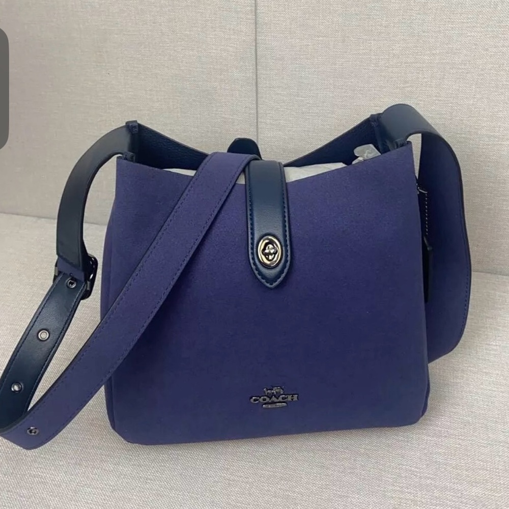 Coach NWT HADLEY Convertible Suede Navy Blue Crossbody Bag
